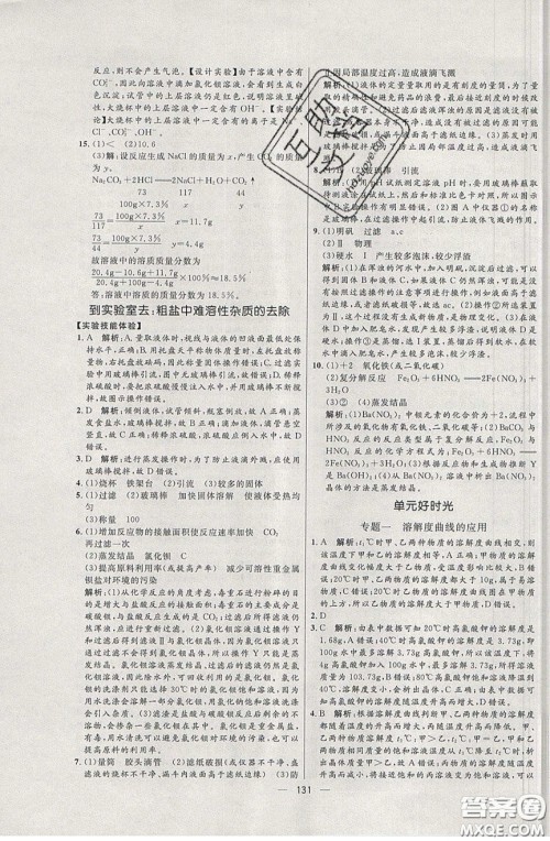 2020年亮点激活中学教材多元演练九年级化学下册鲁教版答案 2020年亮点激活中学教材多元演练九年级化学下册鲁教版答案