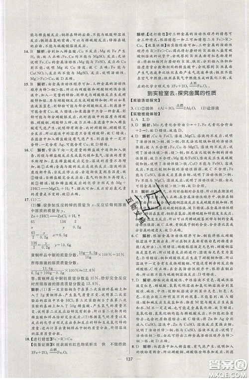 2020年亮点激活中学教材多元演练九年级化学下册鲁教版答案 2020年亮点激活中学教材多元演练九年级化学下册鲁教版答案