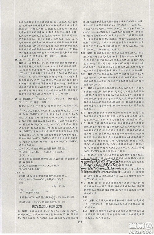 2020年亮点激活中学教材多元演练九年级化学下册鲁教版答案 2020年亮点激活中学教材多元演练九年级化学下册鲁教版答案