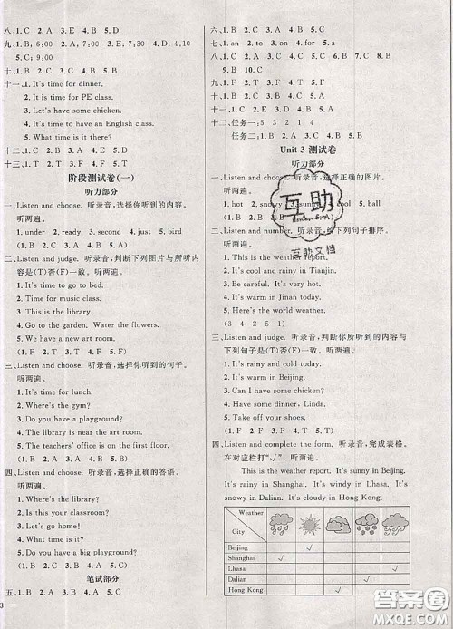 钟书金牌2020春过关冲刺100分四年级英语下册人教版答案