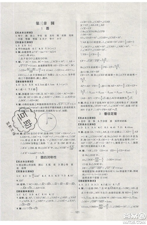 2020年亮点激活中学教材多元演练九年级数学下册北师大版答案