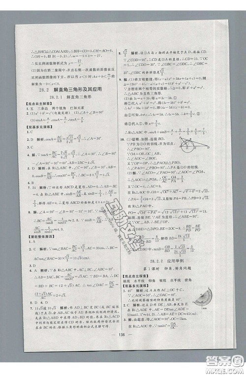 2020年亮点激活中学教材多元演练九年级数学下册人教版答案