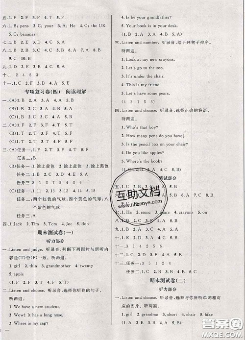 钟书金牌2020春过关冲刺100分三年级英语下册人教版答案
