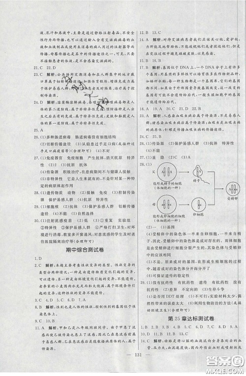 2020年亮点激活中学教材多元演练八年级生物下册苏科版答案