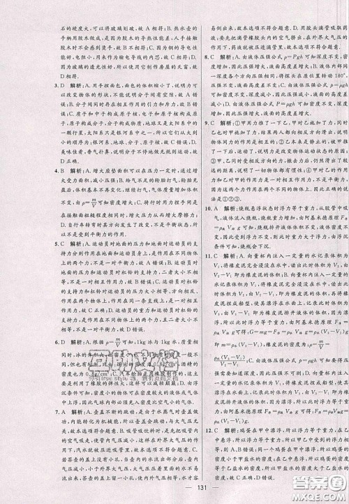 2020年亮点激活中学教材多元演练八年级物理下册苏科版答案