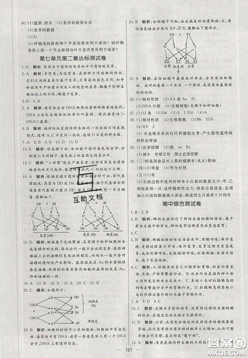 2020年亮点激活中学教材多元演练八年级生物下册人教版答案