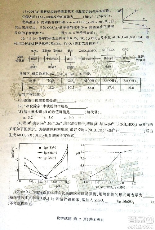 2020年临沂枣庄6月联考高三化学试题及答案