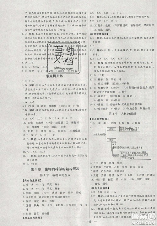 2020年亮点激活中学教材多元演练七年级生物下册苏科版答案