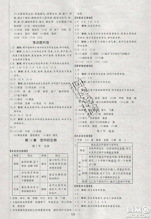 2020年亮点激活中学教材多元演练七年级生物下册苏科版答案