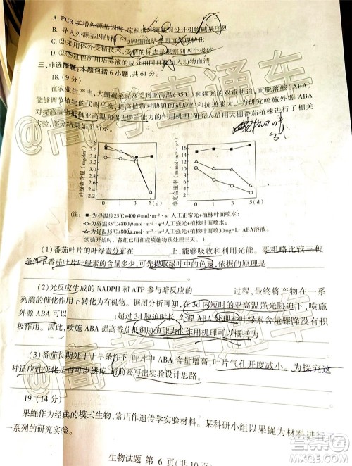 2020年临沂枣庄6月联考高三生物试题及答案