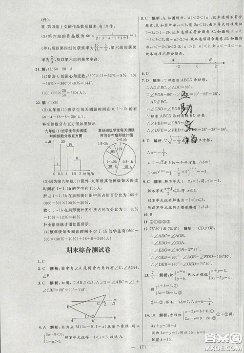 2020年亮点激活中学教材多元演练七年级数学下册人教版答案