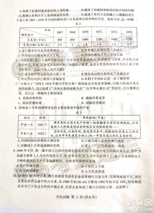 2020年临沂枣庄6月联考高三历史试题及答案 2020年临沂枣庄6月联考高三历史试题及答案