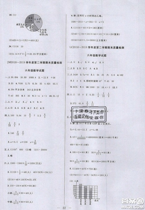 2020亮点激活小学教材多元演练六年级数学下册青岛版答案