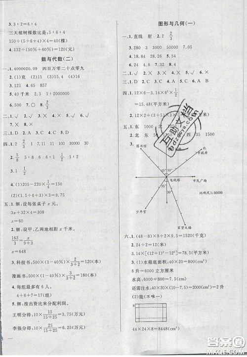 2020亮点激活精编提优100分大试卷六年级数学下册青岛版答案