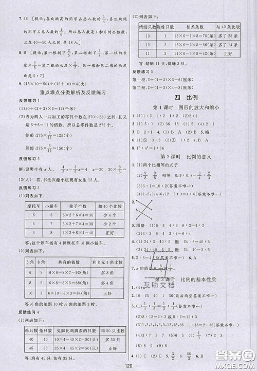 2020亮点激活小学教材多元演练六年级数学下册苏教版答案