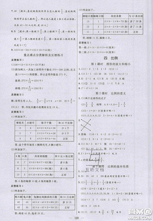 2020亮点激活小学教材多元演练六年级数学下册苏教版答案