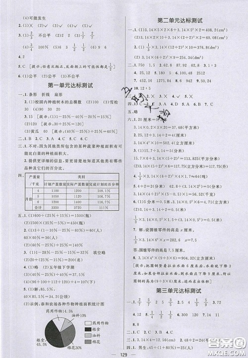 2020亮点激活小学教材多元演练六年级数学下册苏教版答案