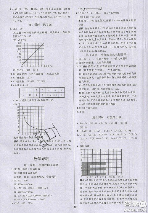 2020亮点激活小学教材多元演练六年级数学下册北师大版答案