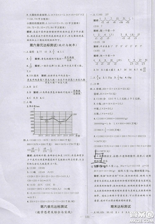 2020亮点激活小学教材多元演练六年级数学下册人教版答案