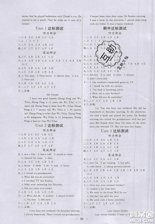 2020亮点激活小学教材多元演练六年级英语下册人教版答案