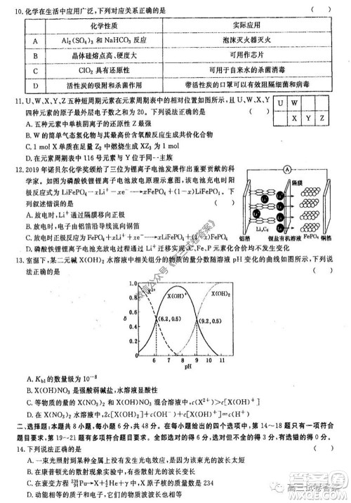 河南省郑州一中2020届高三下学期名校联考理科综合试题及答案 河南省郑州一中2020届高三下学期名校联考理科综合试题及答案