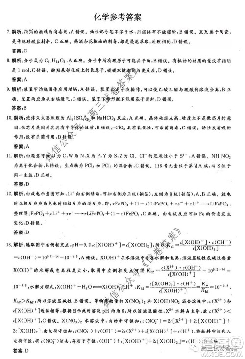 河南省郑州一中2020届高三下学期名校联考理科综合试题及答案 河南省郑州一中2020届高三下学期名校联考理科综合试题及答案