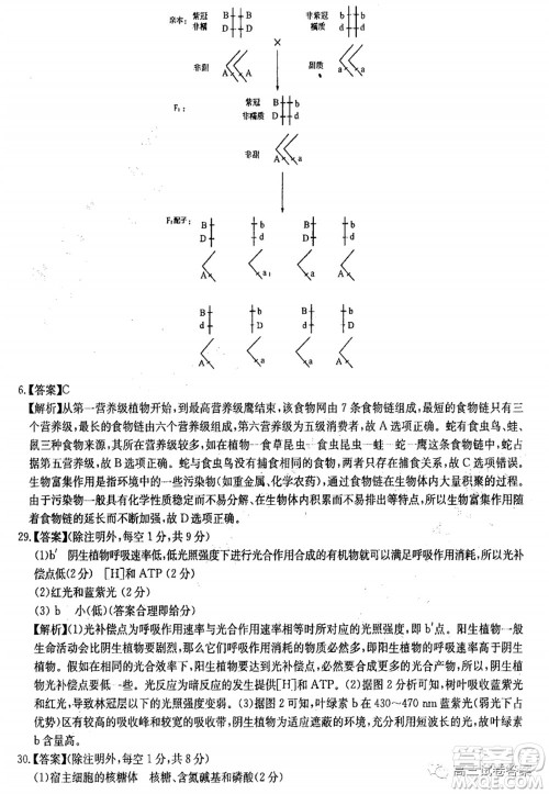 华中师大附中2020届高三高考预测卷理科综合试题及答案