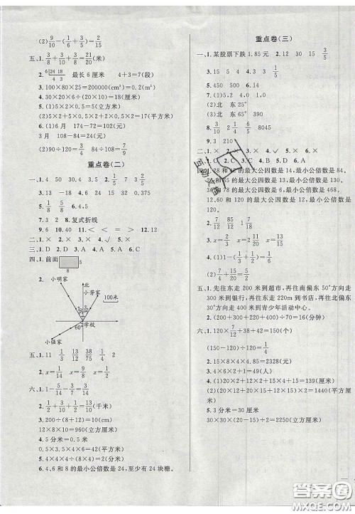 2020亮点激活精编提优100分大试卷五年级数学下册青岛版答案