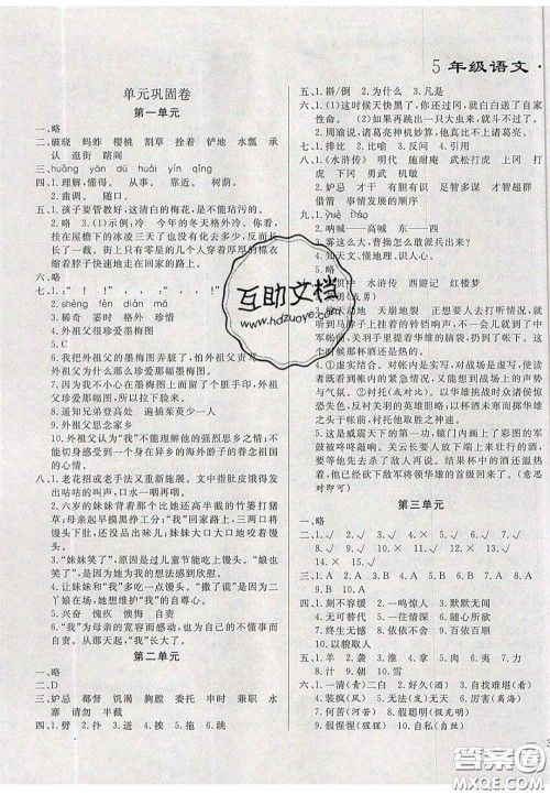 2020亮点激活精编提优100分大试卷五年级语文下册人教版答案 2020亮点激活精编提优100分大试卷五年级语文下册人教版答案