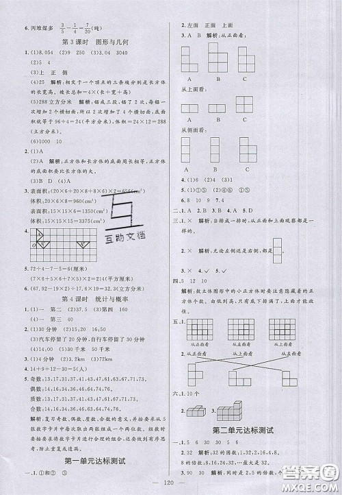 2020亮点激活小学教材多元演练五年级数学下册人教版答案