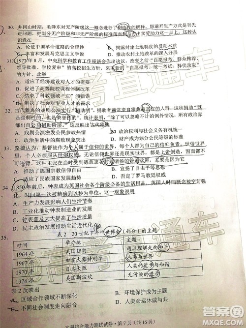 昆明市2020届三诊一模高考模拟考试文科综合试题及答案 昆明市2020届三诊一模高考模拟考试文科综合试题及答案