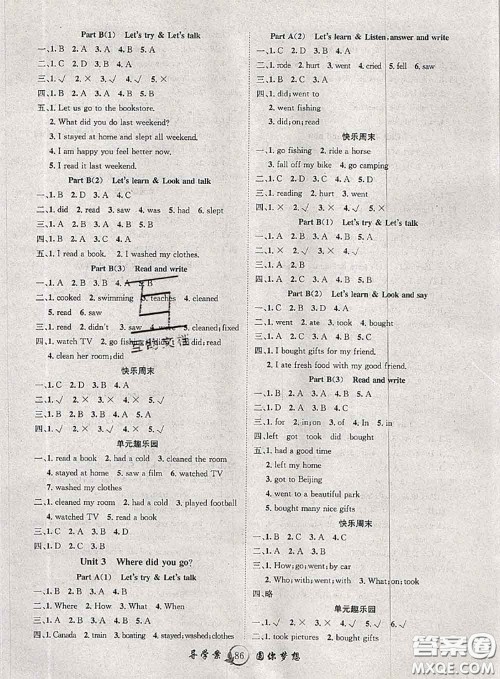 2020春优质课堂导学案六年级英语下册人教版答案 2020春优质课堂导学案六年级英语下册人教版答案