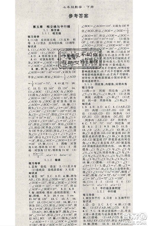 2020春优质课堂导学案七年级数学下册人教版答案