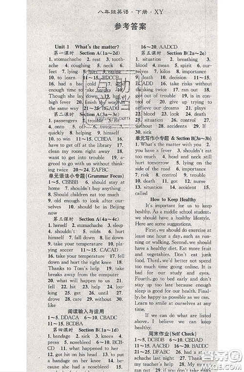 2020春优质课堂导学案八年级英语下册人教版答案 2020春优质课堂导学案八年级英语下册人教版答案