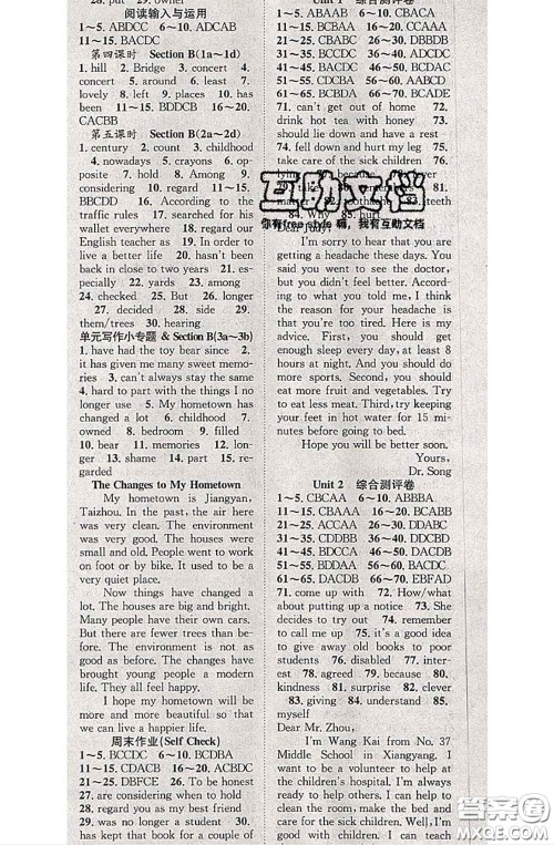 2020春优质课堂导学案八年级英语下册人教版答案 2020春优质课堂导学案八年级英语下册人教版答案