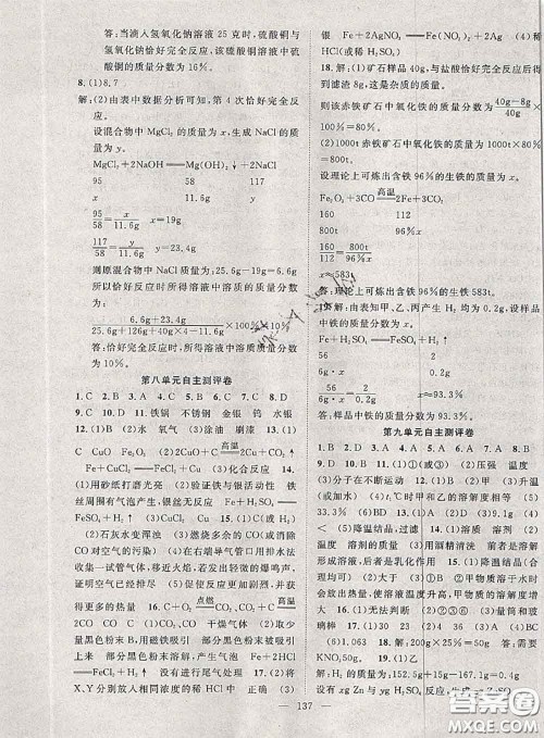 2020春优质课堂导学案九年级化学下册人教版答案