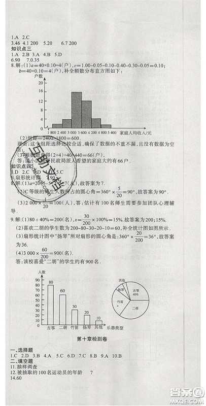 阳光出版社2020年优品单元与期末七年级数学下册人教版答案
