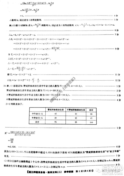 九师联盟2019-2020学年高三押题信息卷二文科数学试题及答案