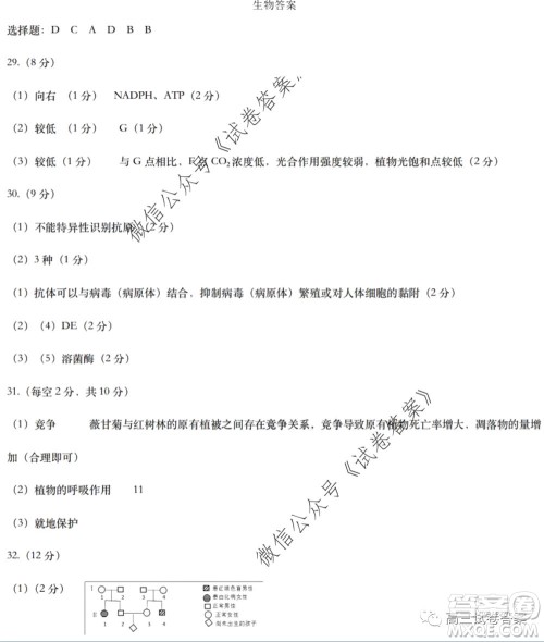 黑龙江省实验中学2020年第三次模拟考试理科综合试题及答案
