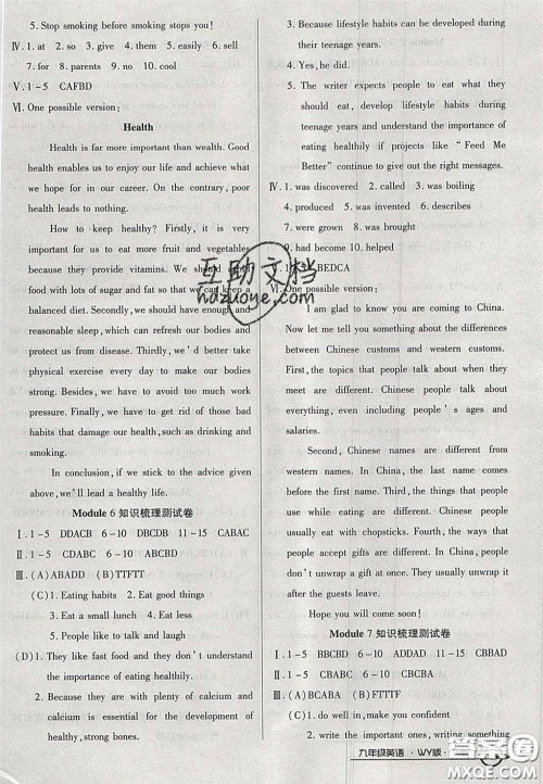 2020年优品单元与期末九年级英语下册外研版答案 2020年优品单元与期末九年级英语下册外研版答案