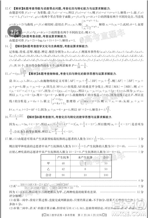 2020年金太阳百万联考全国I卷双四方形高三文科数学试题及答案 2020年金太阳百万联考全国I卷双四方形高三文科数学试题及答案
