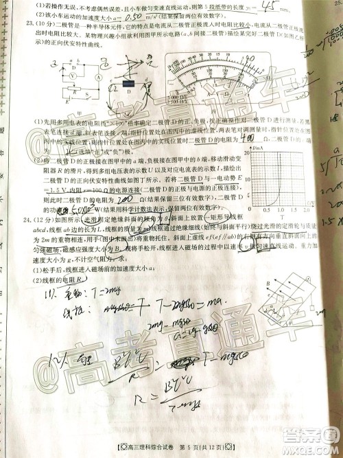 2020年金太阳百万联考全国I卷双四方形高三理科综合试题及答案