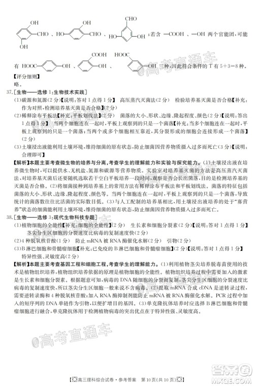 2020年金太阳百万联考全国I卷双四方形高三理科综合试题及答案 2020年金太阳百万联考全国I卷双四方形高三理科综合试题及答案