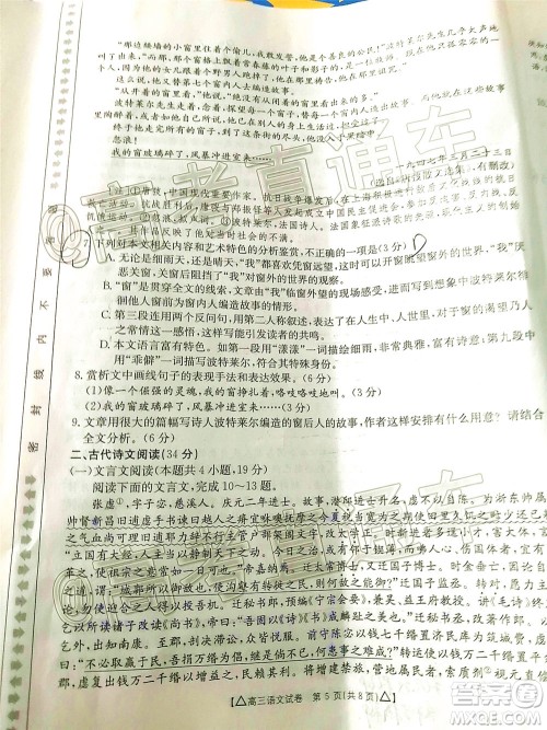 2020年金太阳百万联考全国II卷三角形高三语文试题及答案