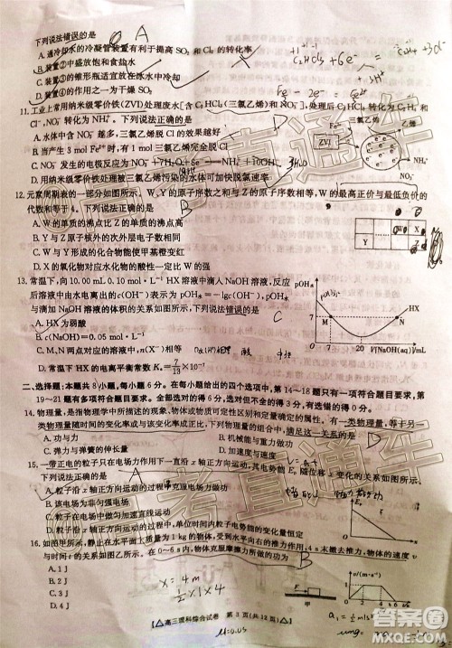 2020年金太阳百万联考全国II卷三角形高三理科综合试题及答案