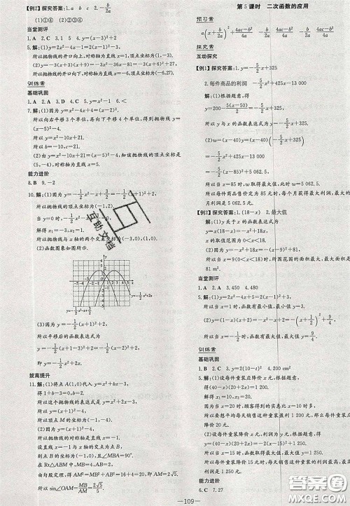 2020初中同步学习导与练导学探究案九年级数学下册华师大版答案