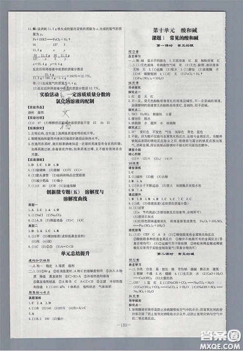 2020初中同步学习导与练导学探究案九年级化学下册人教版答案