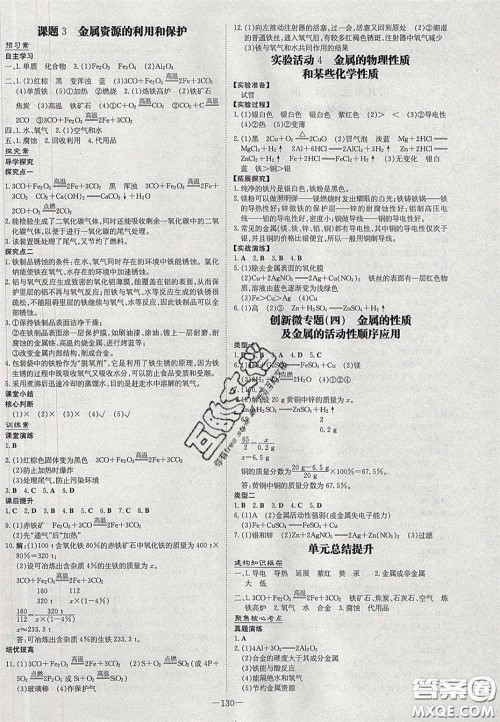 2020初中同步学习导与练导学探究案九年级化学下册人教版答案