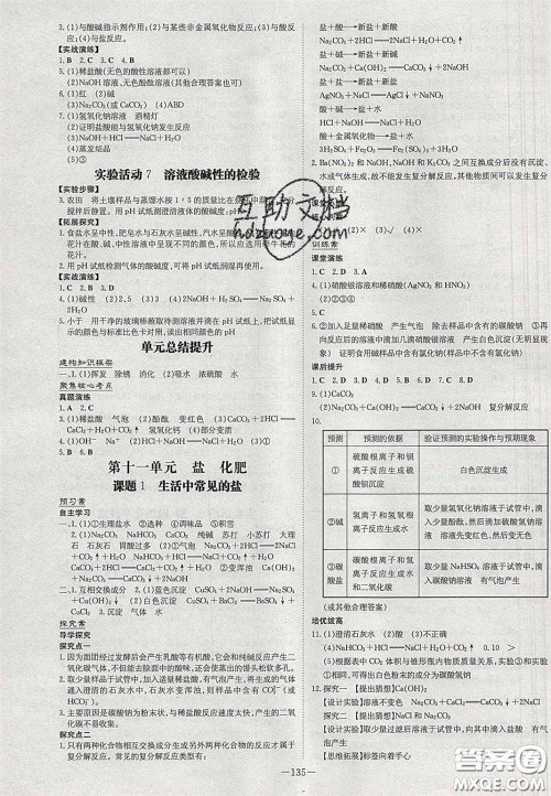 2020初中同步学习导与练导学探究案九年级化学下册人教版答案