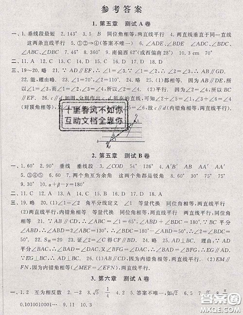 2020新版启东黄冈大试卷七年级数学下册人教版答案